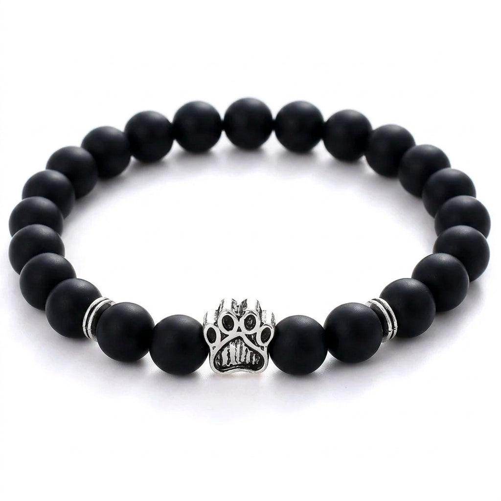 Black Diamond shelter bracelet with paw charm