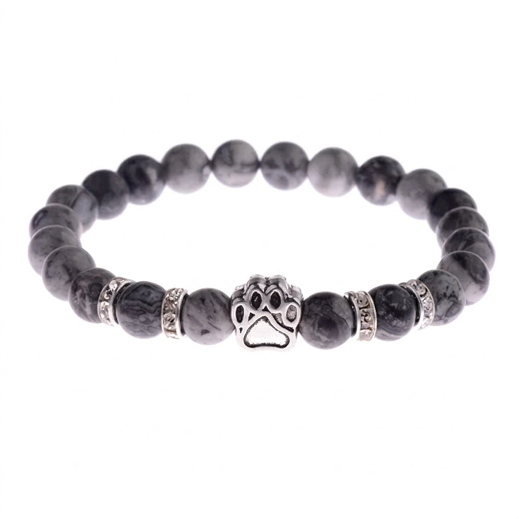 Grey Marble shelter bracelet with paw charm