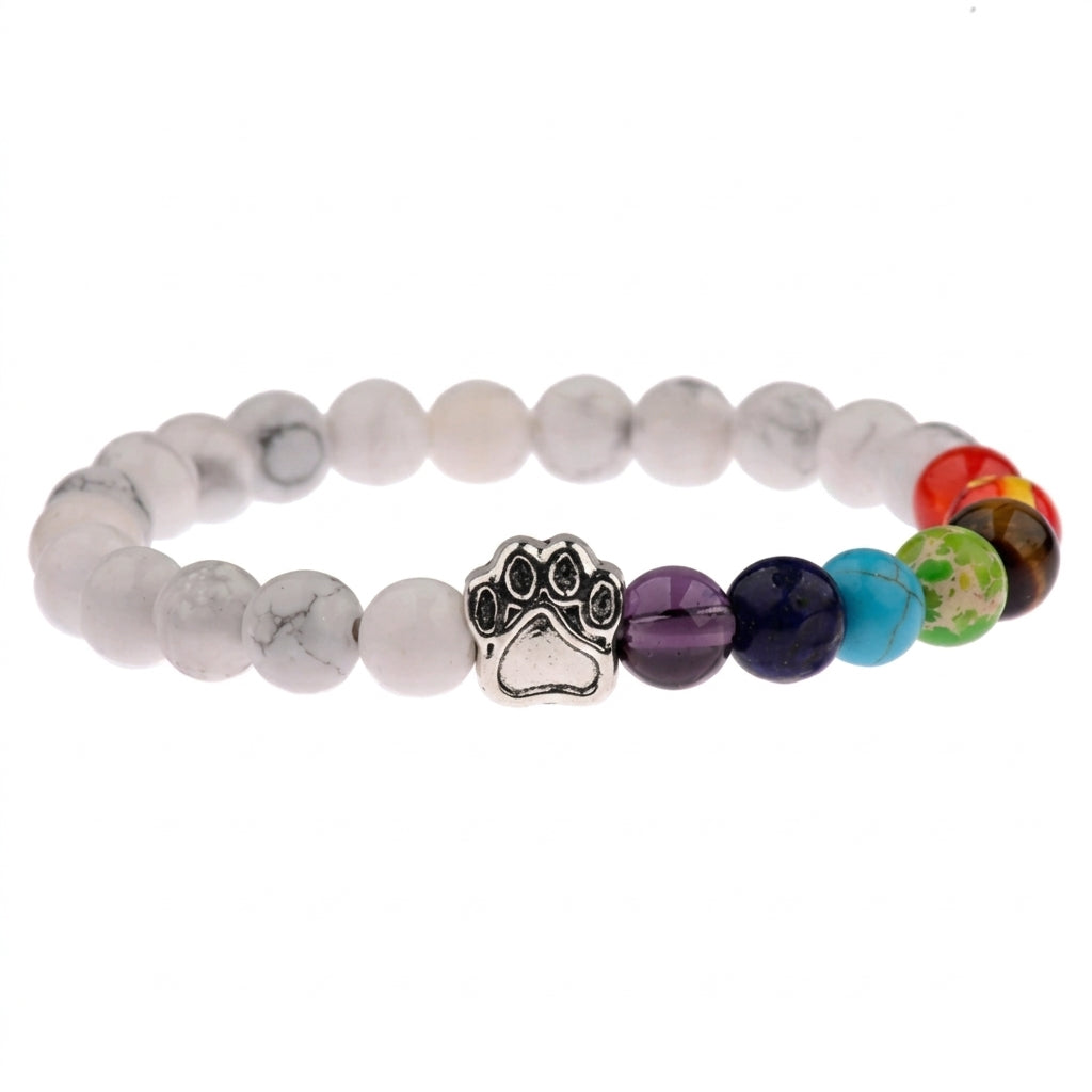 Bright Chakra shelter bracelet with paw charm