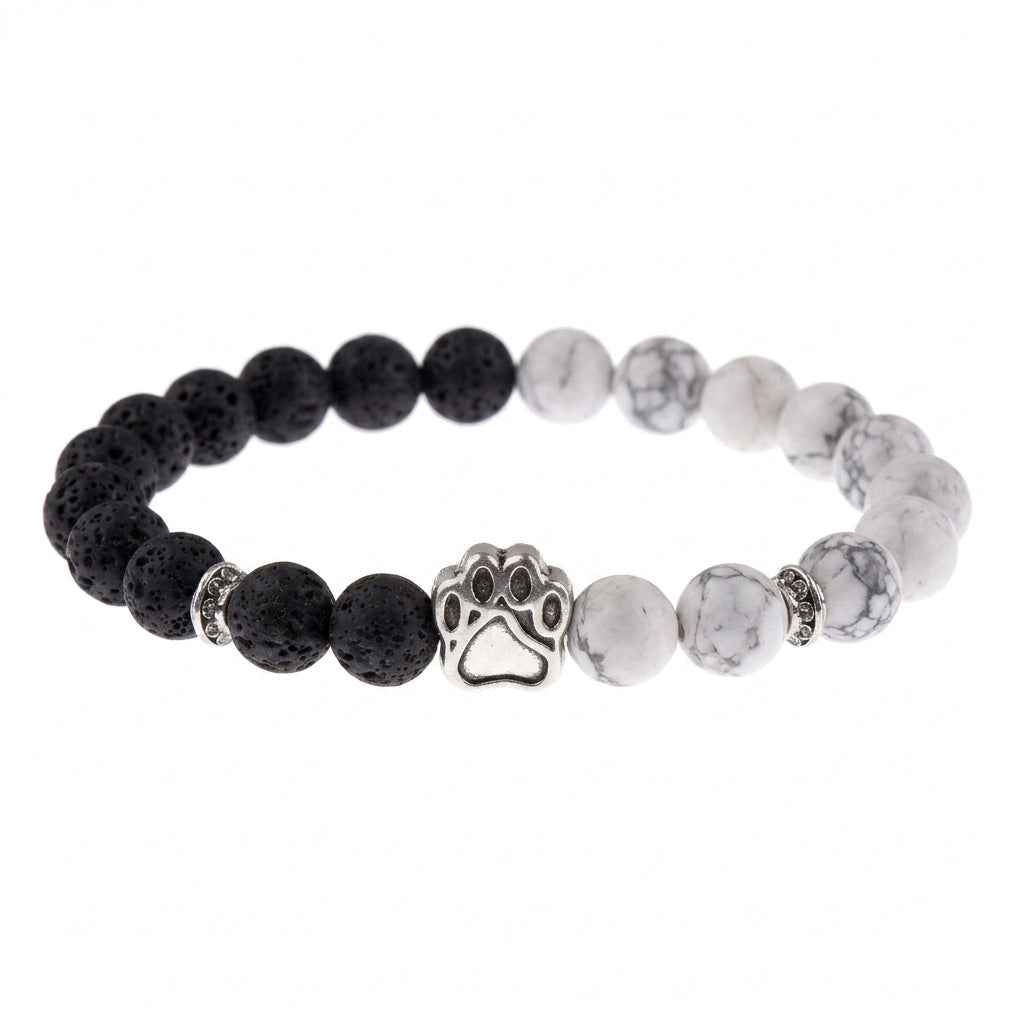 Yin Yang shelter bracelet with paw charm