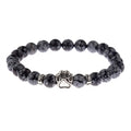 Snowflake Obsidian shelter bracelet with paw charm