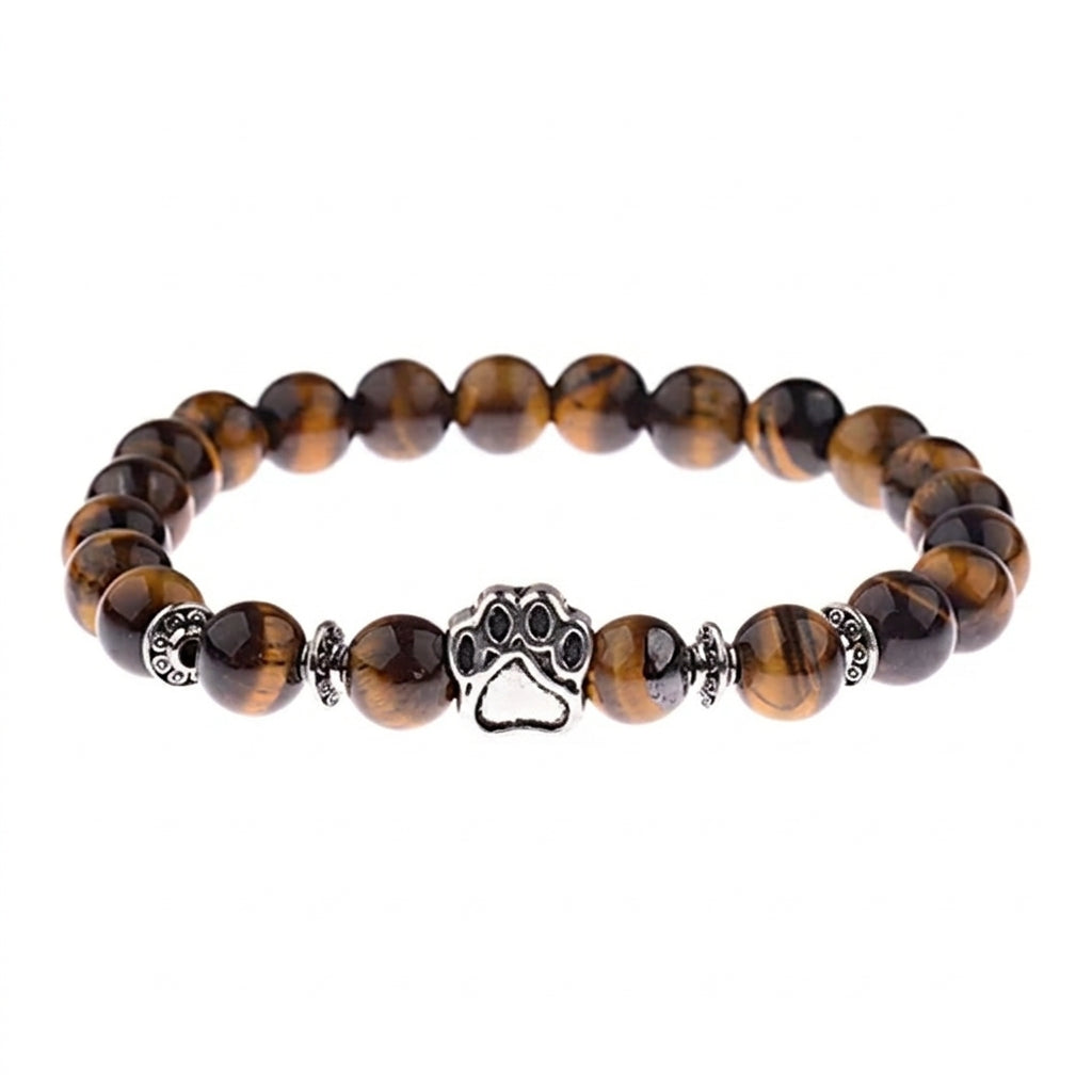 Tiger's Eye shelter bracelet with paw charm