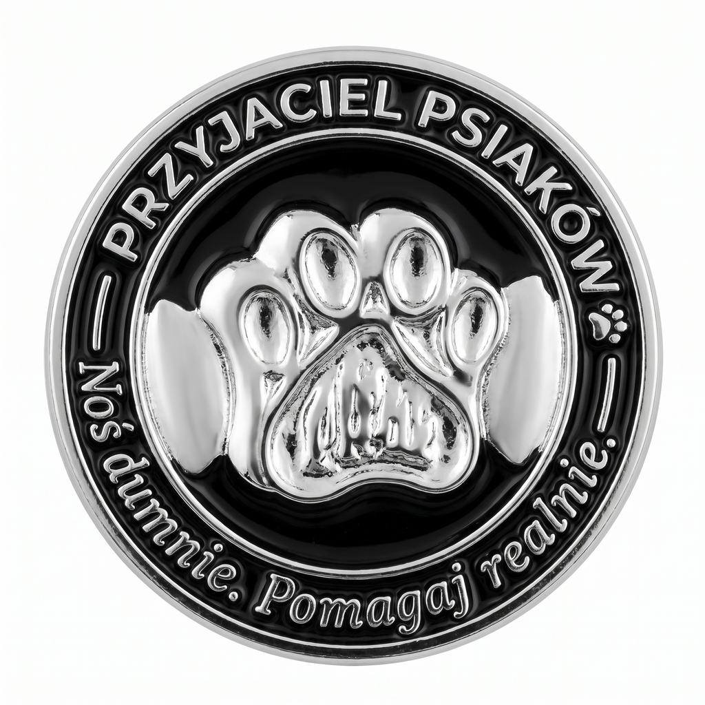 Friend of Shelter Dogs pin – black enamel with a silver 3D paw