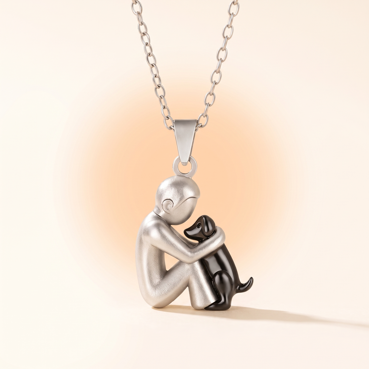 Eternal Hug necklace – Him & dog / Black pet