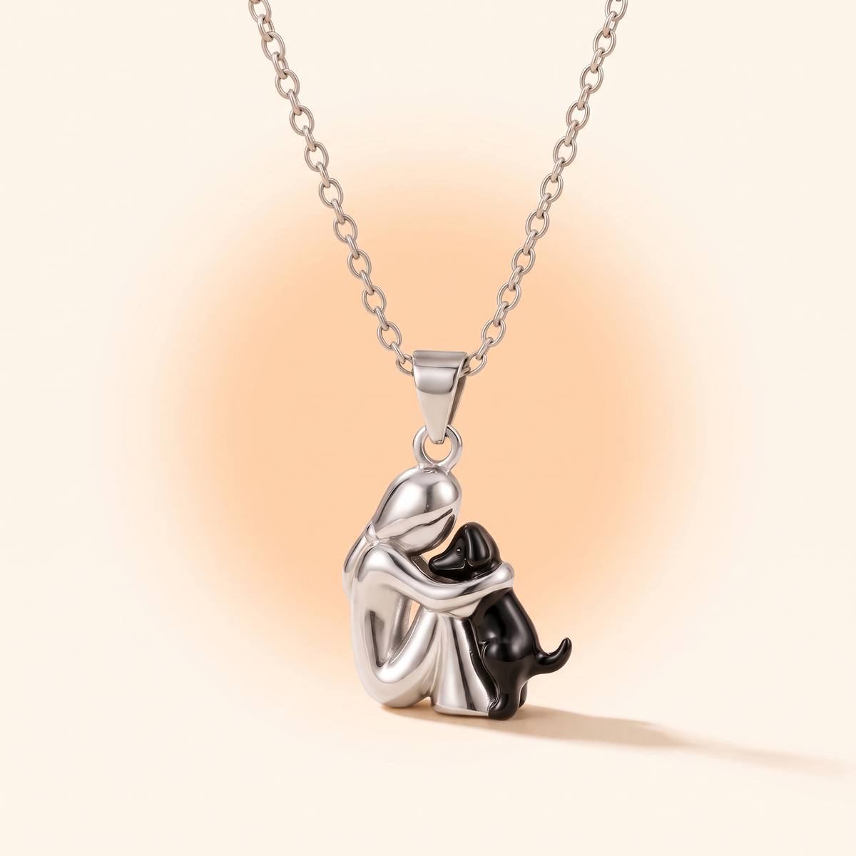 Eternal Hug necklace – Her & dog / Black pet