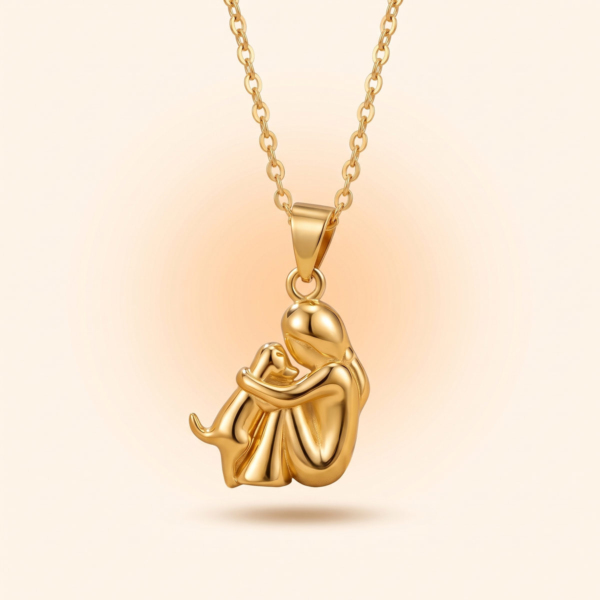 Eternal Hug necklace – Her & dog / All gold