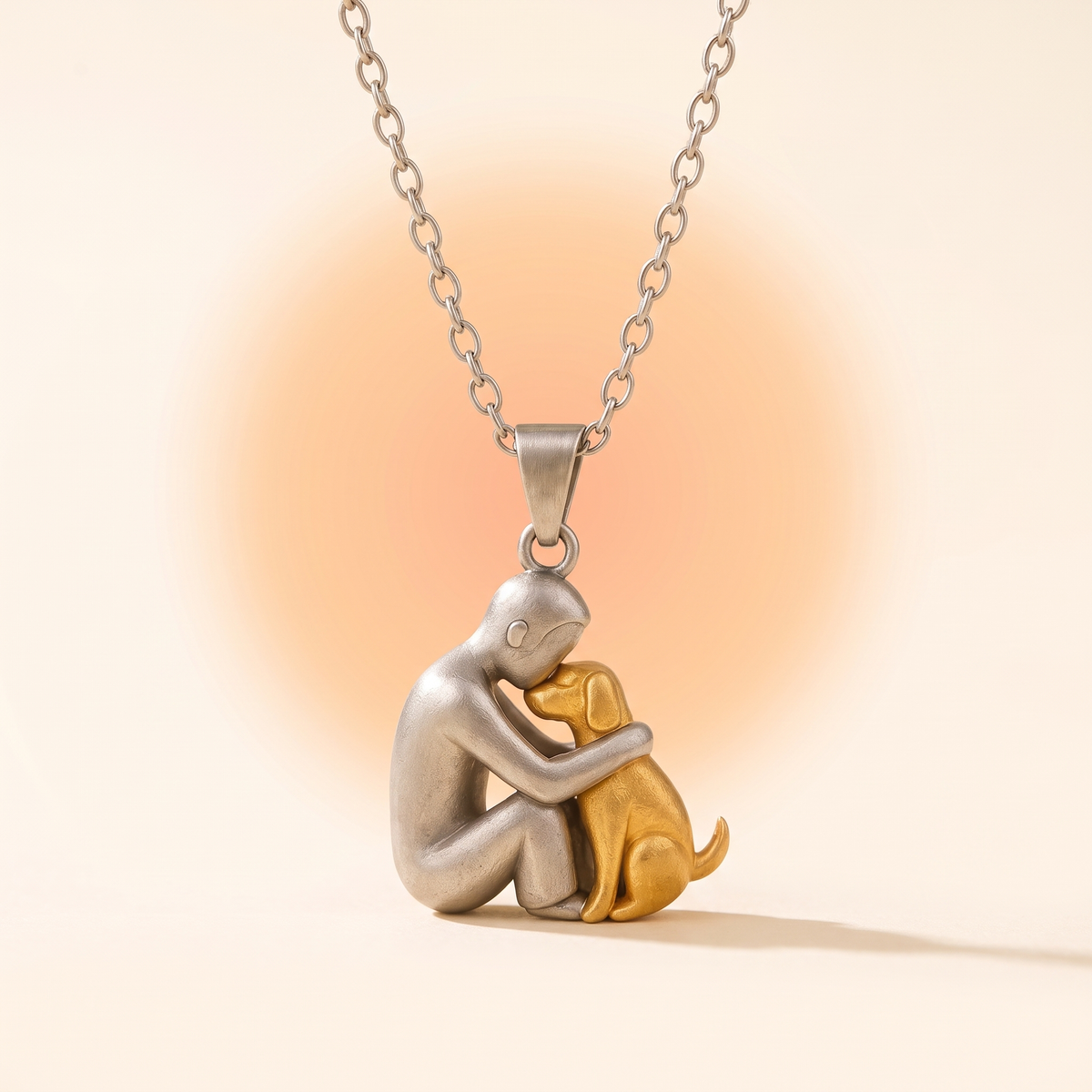 Eternal Hug necklace – Him & dog / Gold pet