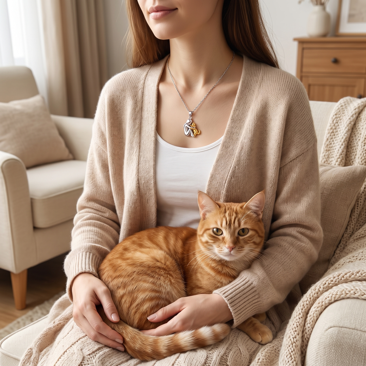 Eternal Hug necklace – person hugging their pet, view 6