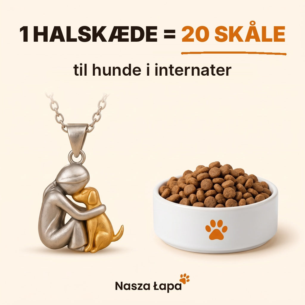Halskæden Evigt Kram – 1 halskæde = 20 skåle til hunde i internater