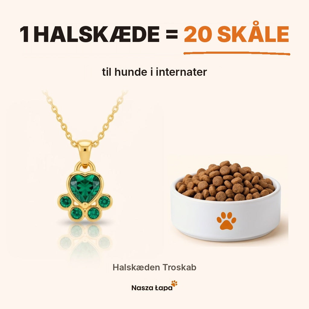 Halskæden Troskab – 1 halskæde = 20 skåle til hunde i internater