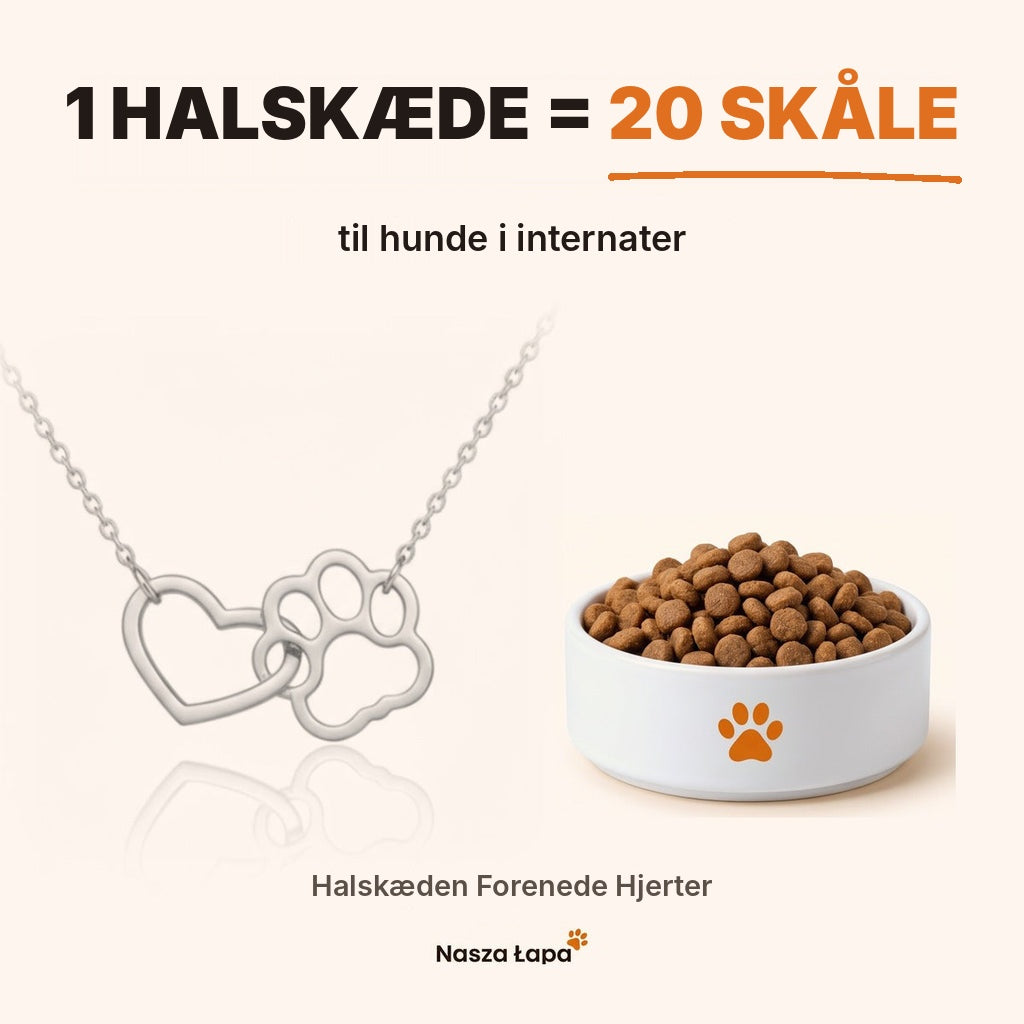 Halskæden Forenede Hjerter – 1 halskæde = 20 skåle til hunde i internater