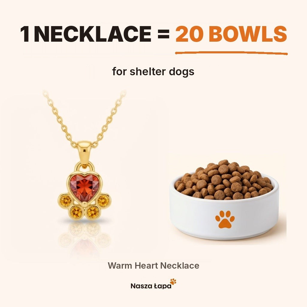 Warm Heart Necklace – 1 necklace = 20 bowls for shelter dogs