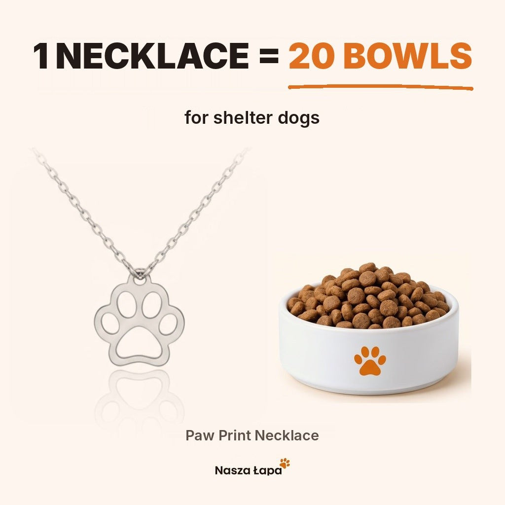 Paw Print Necklace – 1 necklace = 20 bowls for shelter dogs