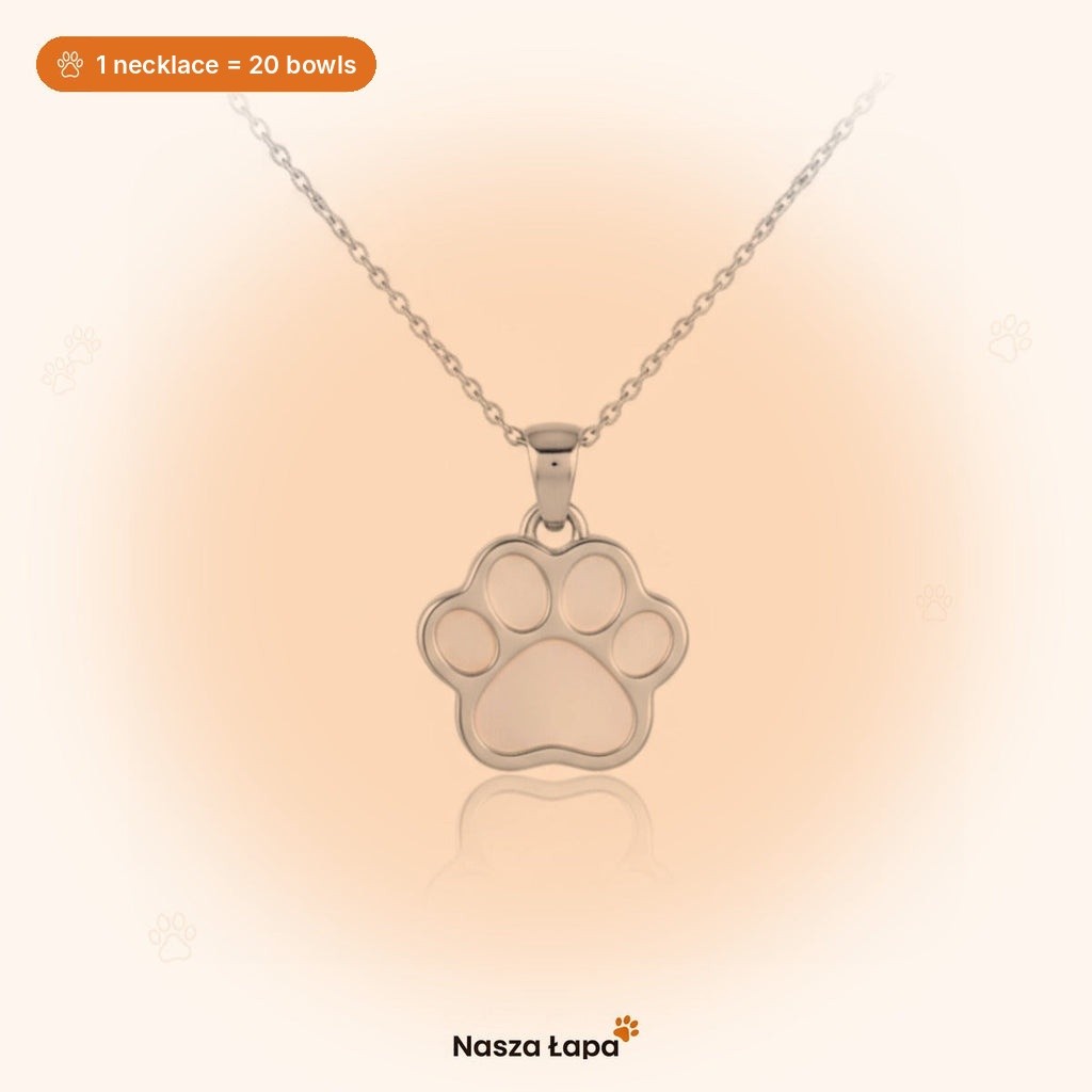 Pearl Paw necklace – silver – 1 necklace = 20 bowls for shelter dogs