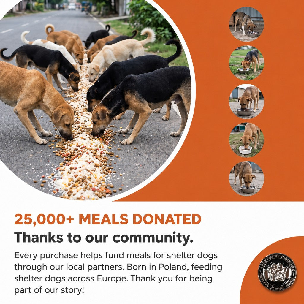 Friend of Shelter Dogs pin – 25,000+ meals donated thanks to our community