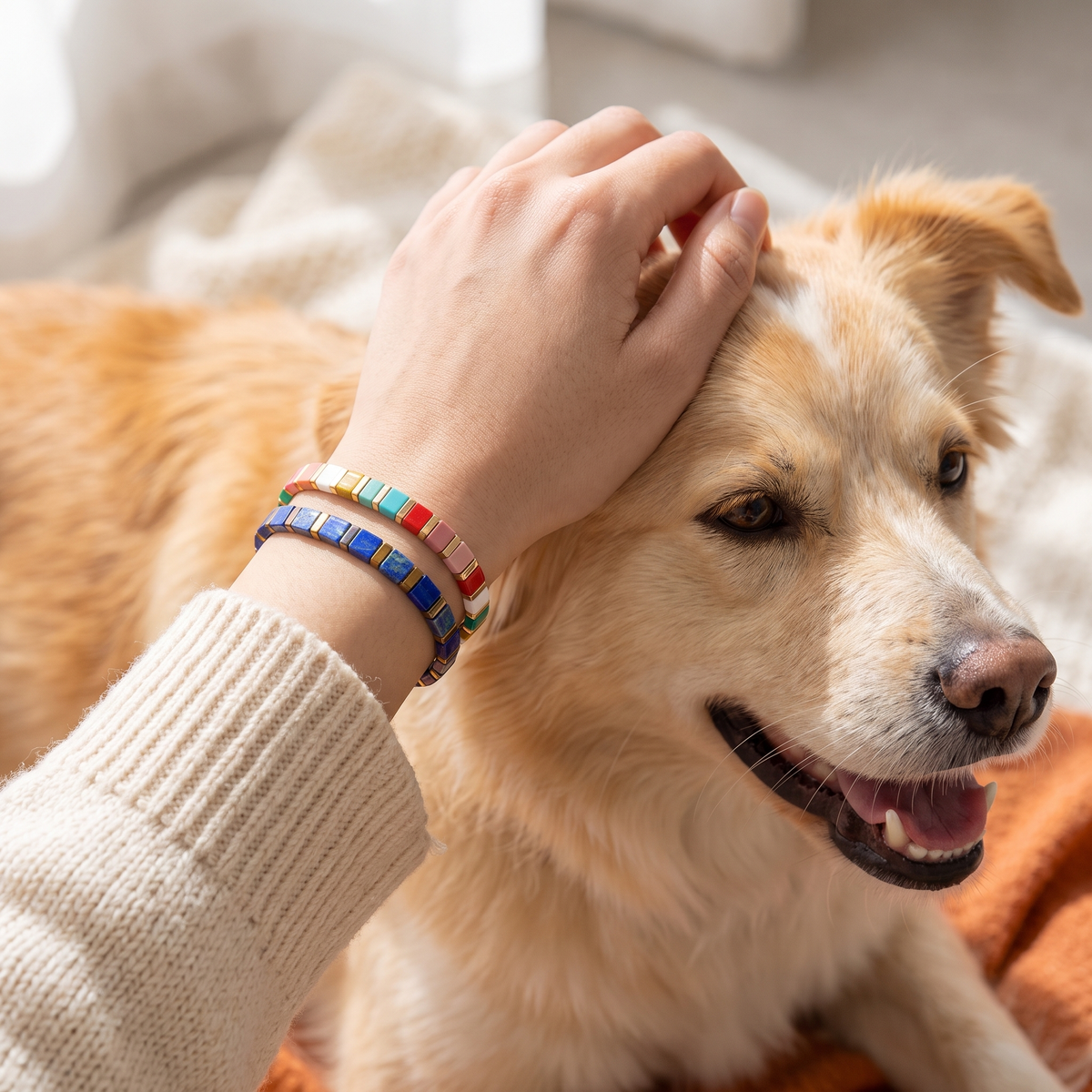Miyuki bracelets worn on the wrist