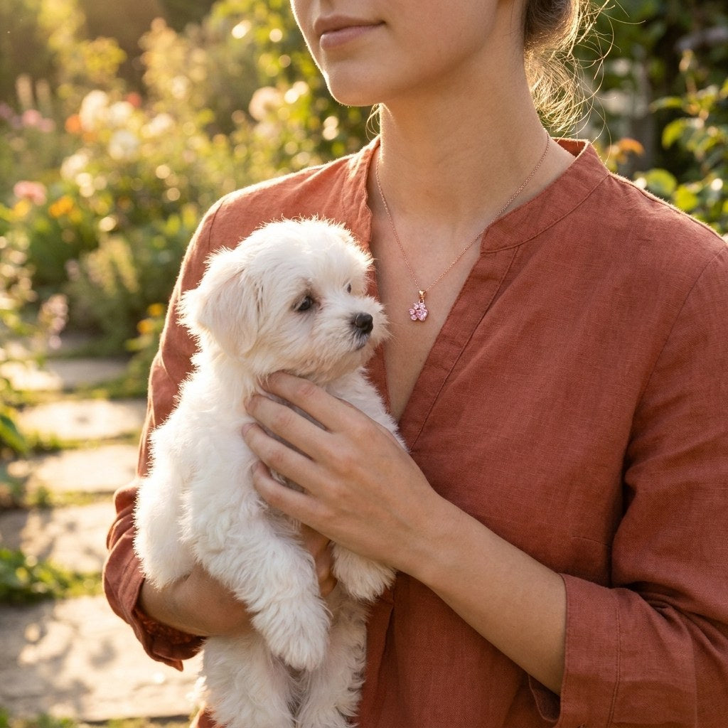 Sparkling Paw necklace – worn