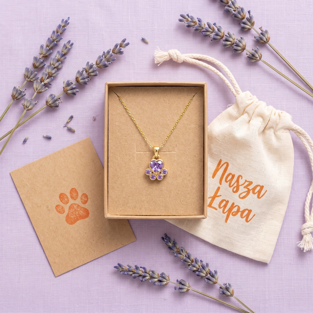 Courage paw necklace – gift-ready in a cotton pouch