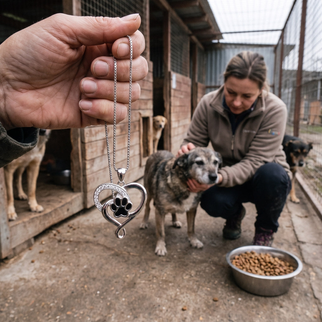 Forever Heart paw necklace – helping shelter dogs