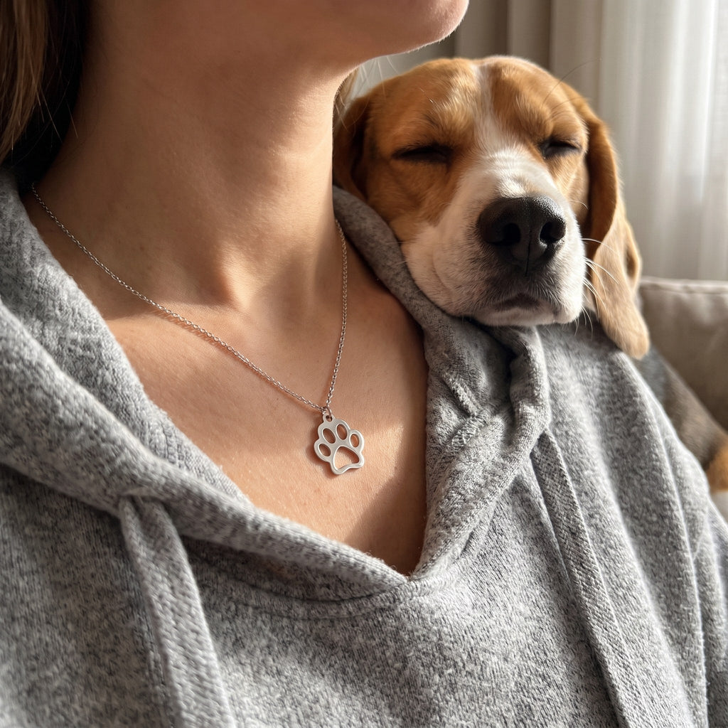 Paw Print necklace – worn