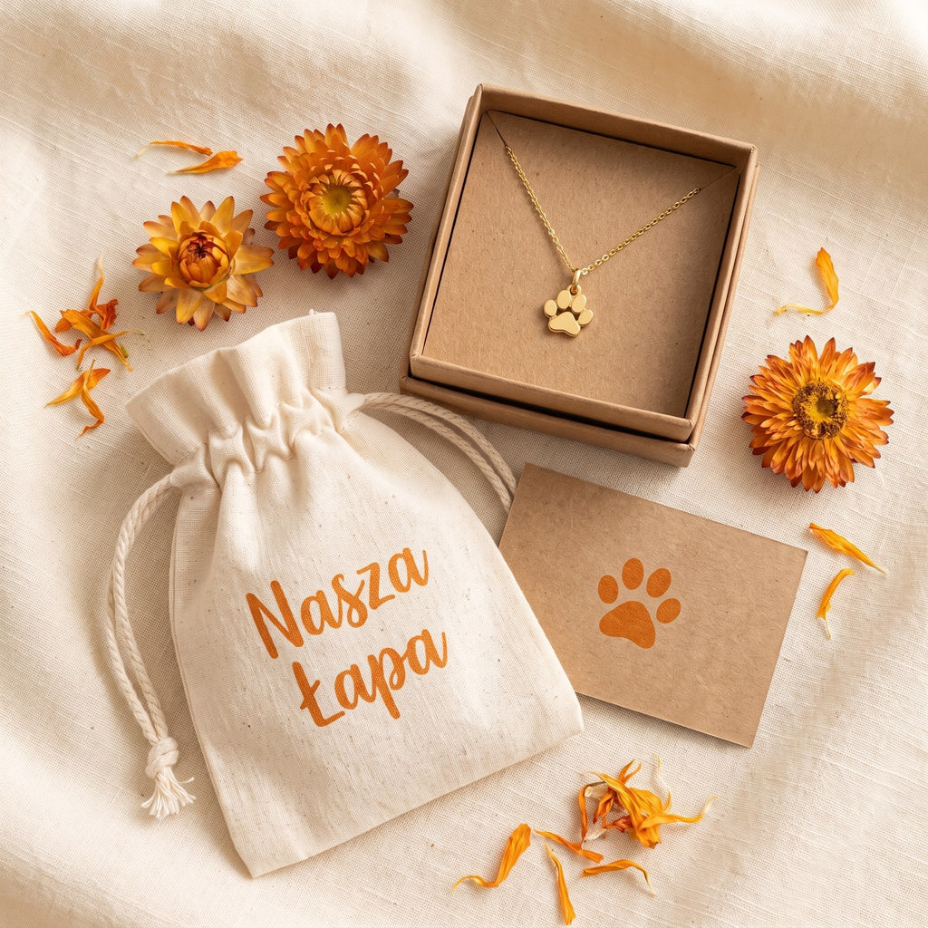 Hope paw necklace – gift-ready in a cotton pouch