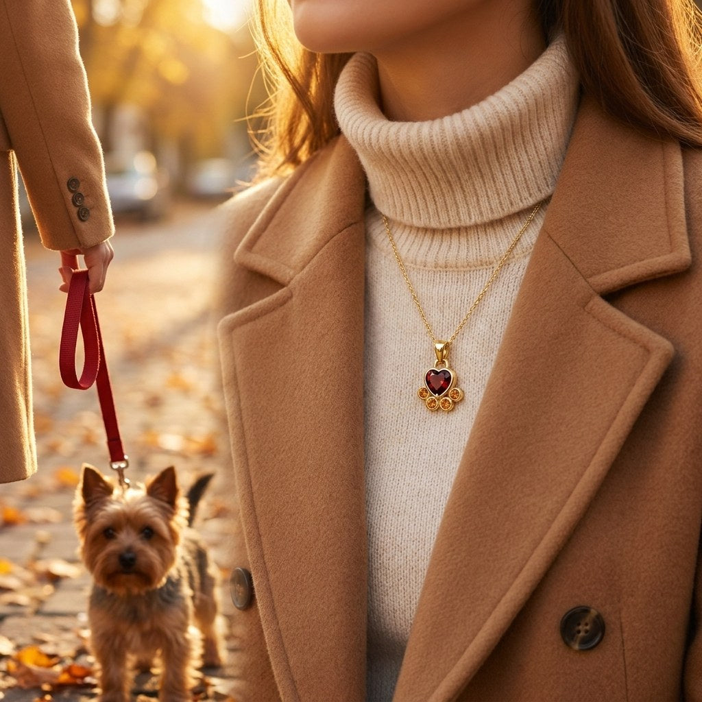 Warm Heart paw necklace – worn