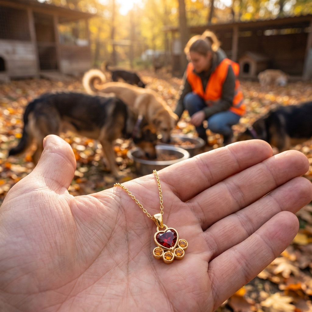 Warm Heart paw necklace – helping shelter dogs