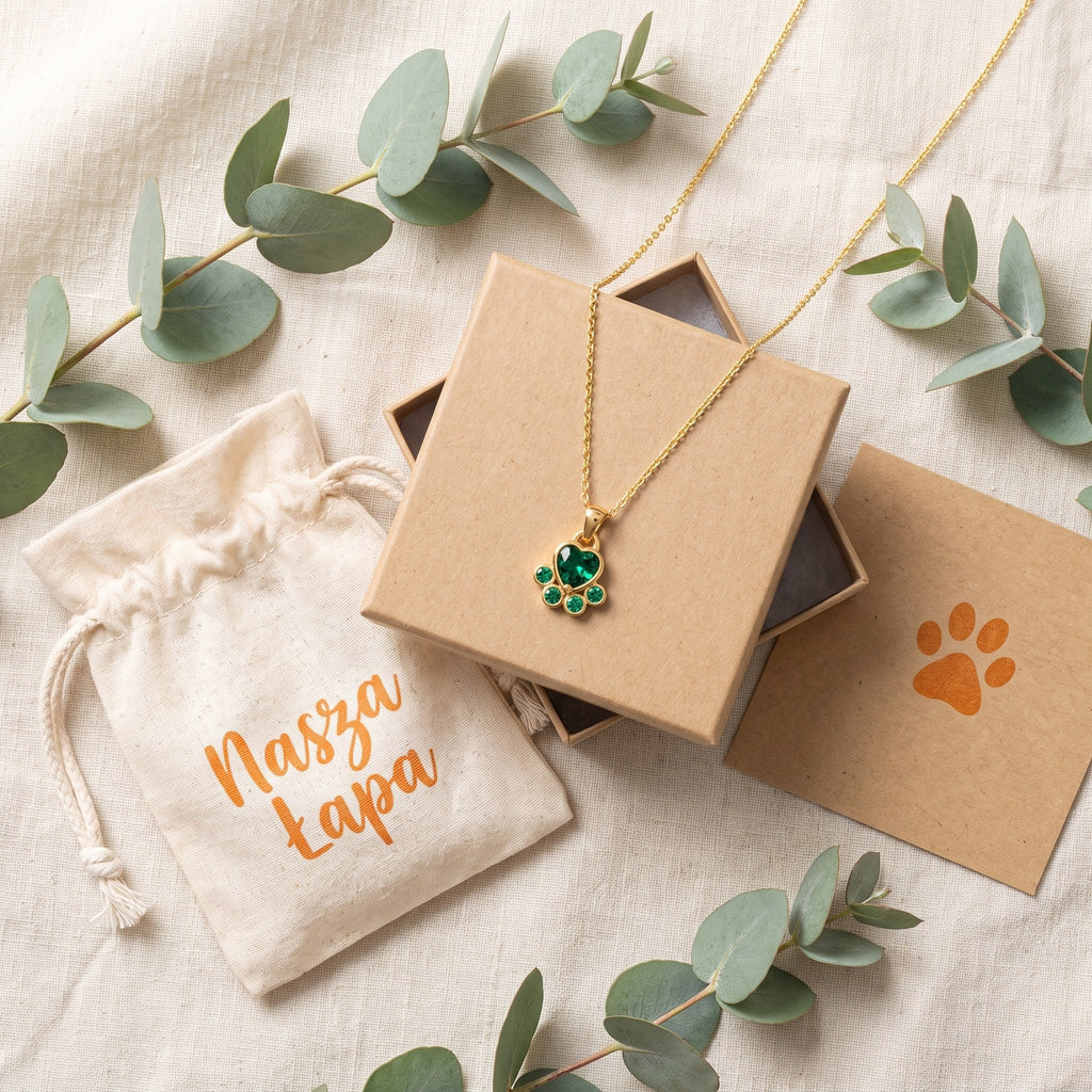 Loyalty paw necklace – gift-ready in a cotton pouch