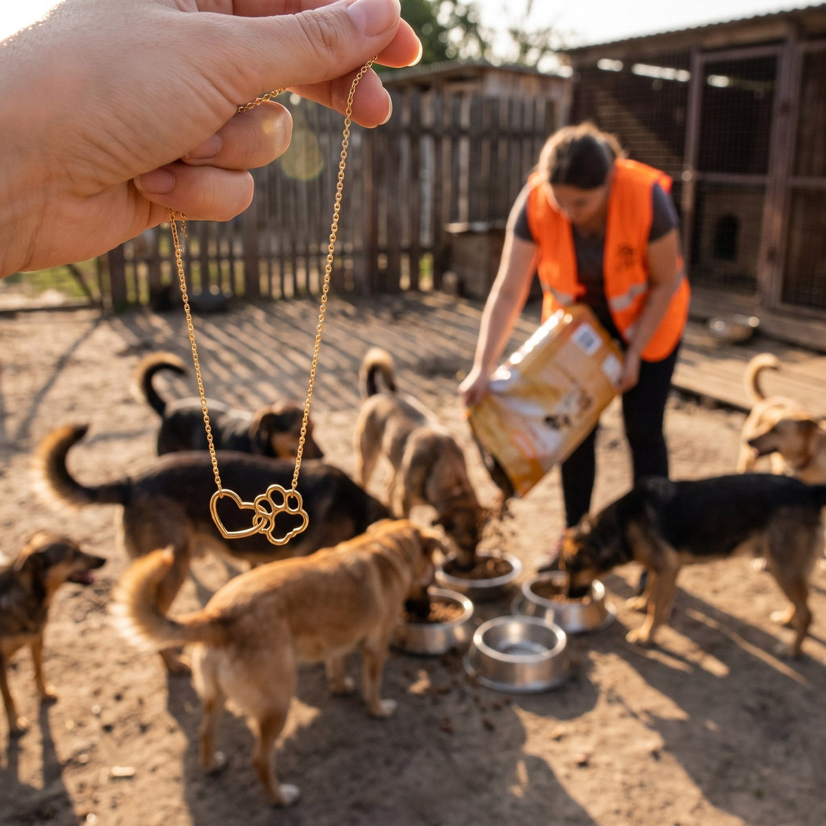 Linked Hearts paw necklace – helping shelter dogs